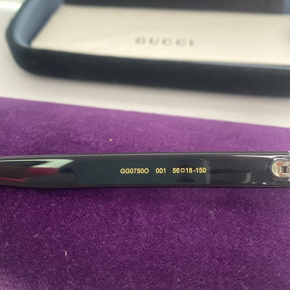 New - GUCCI GG0750O 001 square optical matte black and silver with shiny black…